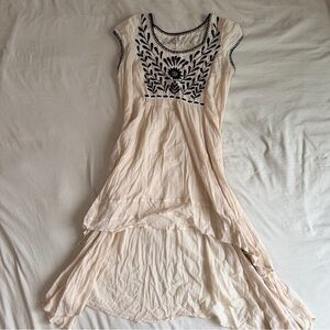 Free People Boho Embroidered Ivory High-Low Dress